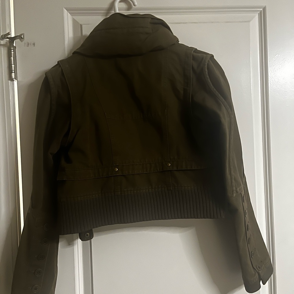 LONDONJEAN Olive Utility Jacket with Ribbed Hem - Picture 2 of 4